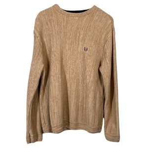 4/$45 CHAPS Light Brown Tan Long Sleeve Crew Neck Sweater size Large